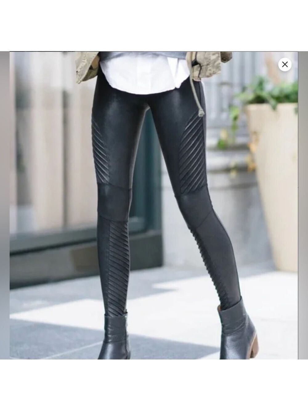 SPANX Faux leather Moto Leggings Black Sz XL
